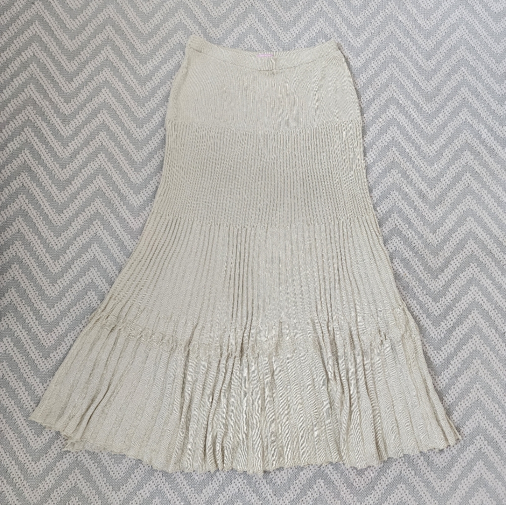Gold Chacok Maxi A-Line Pleated Skirt
